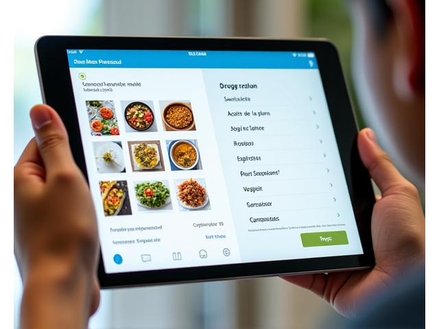 Interfaz inteligente de planificación de comidas con arrastrar y soltar, con integración de lista de compras.